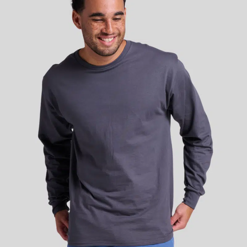 363L-LONG-SLEEVE-C.-GREY-FRONT Jerzees 363L Long Sleeve T-Shirt – Unisex 100% Cotton Pre-Shrunk Jersey Tee