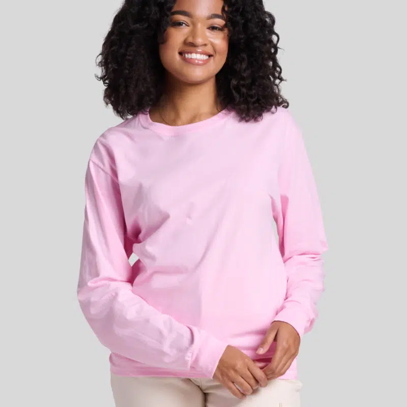 363L-LONG-SLEEVE-C.-PINK-FRONT Jerzees 363L Long Sleeve T-Shirt – Unisex 100% Cotton Pre-Shrunk Jersey Tee