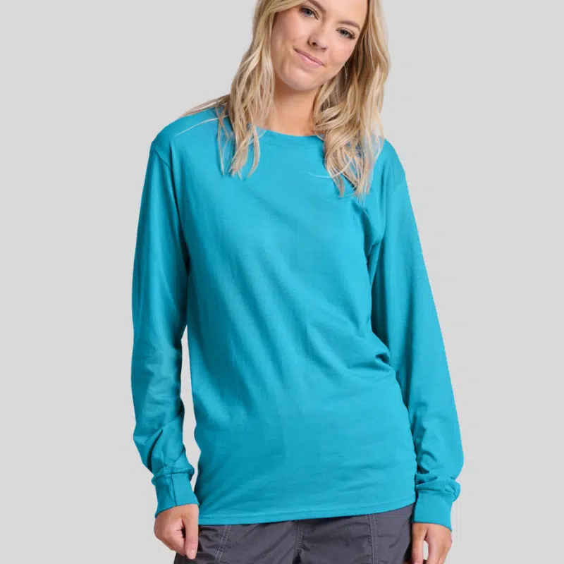 363L-LONG-SLEEVE-CALI-BLUE-FRONT Jerzees 363L Long Sleeve T-Shirt – Unisex 100% Cotton Pre-Shrunk Jersey Tee