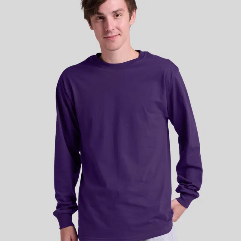 363L-LONG-SLEEVE-DEEP-PURPLE-FRONT Jerzees 363L Long Sleeve T-Shirt – Unisex 100% Cotton Pre-Shrunk Jersey Tee