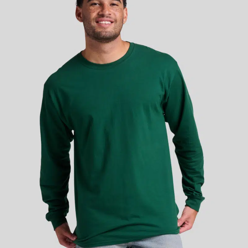 363L-LONG-SLEEVE-FORESTGREEN-FRONT Jerzees 363L Long Sleeve T-Shirt – Unisex 100% Cotton Pre-Shrunk Jersey Tee
