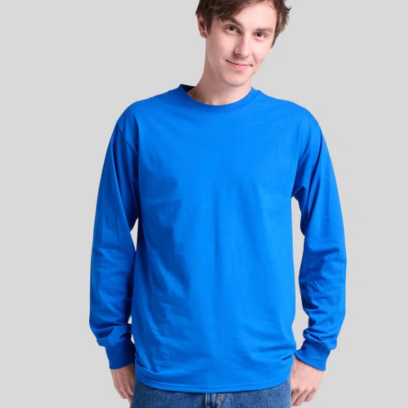 363L-LONG-SLEEVE-ROYAL-FRONT Jerzees 363L Long Sleeve T-Shirt – Unisex 100% Cotton Pre-Shrunk Jersey Tee