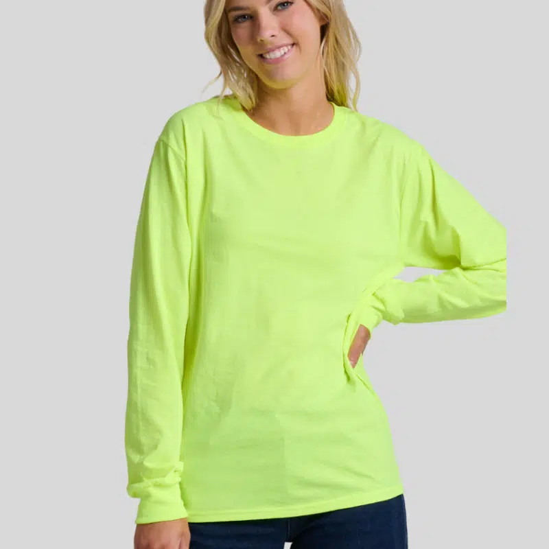 363L-LONG-SLEEVE-S.GREEN-FRONT Jerzees 363L Long Sleeve T-Shirt – Unisex 100% Cotton Pre-Shrunk Jersey Tee