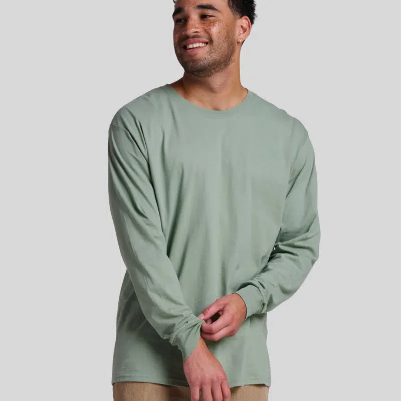 363L-LONG-SLEEVE-SAGE-FRONT Jerzees 363L Long Sleeve T-Shirt – Unisex 100% Cotton Pre-Shrunk Jersey Tee