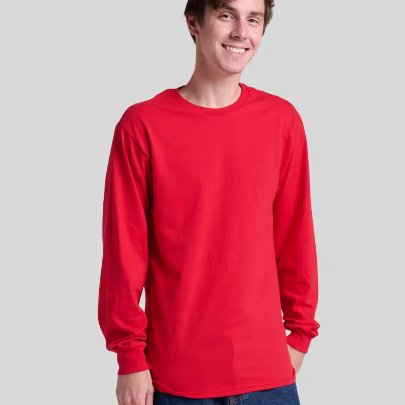 363L-LONG-SLEEVE-TRUERED-FRONT Jerzees 363L Long Sleeve T-Shirt – Unisex 100% Cotton Pre-Shrunk Jersey Tee