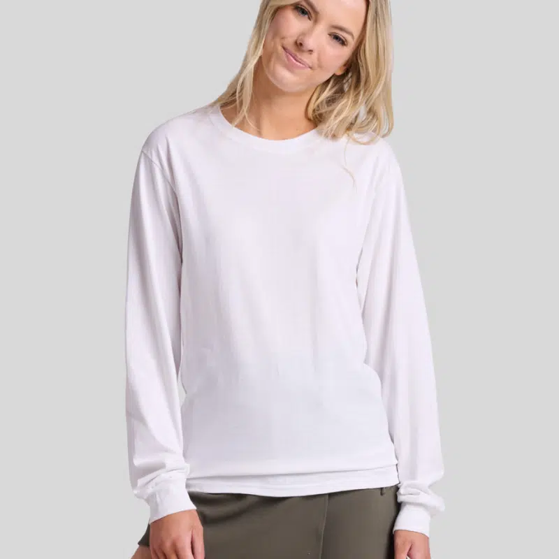 363L-LONG-SLEEVE-WHITE-FRONT Jerzees 363L Long Sleeve T-Shirt – Unisex 100% Cotton Pre-Shrunk Jersey Tee