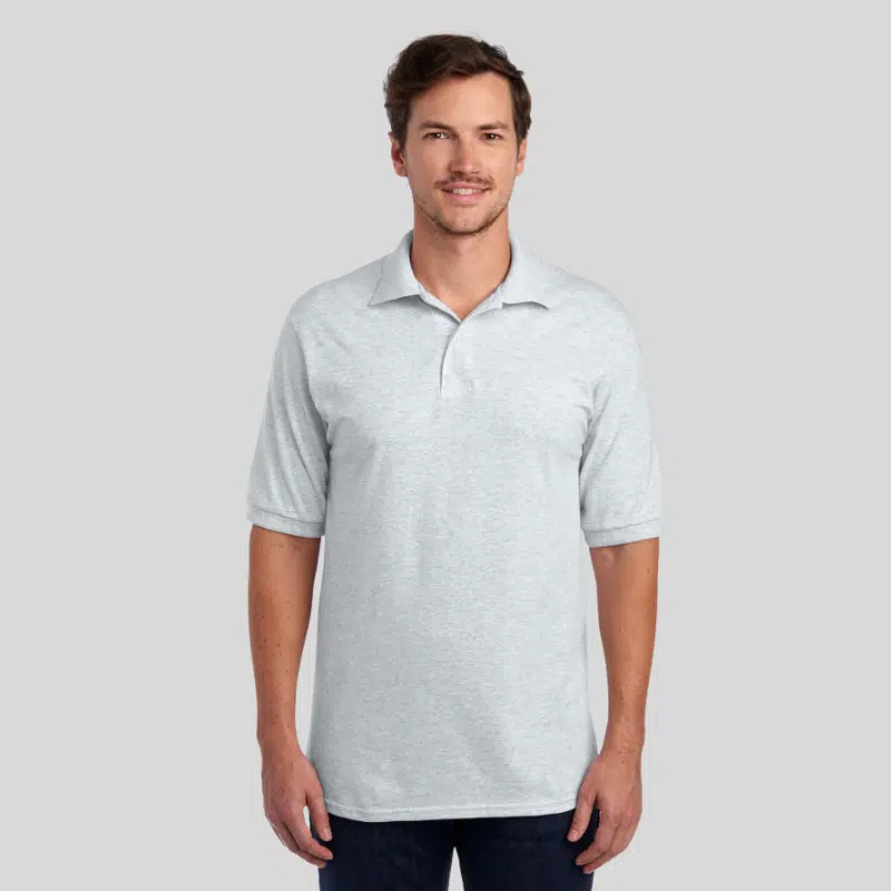 437R-DRI-POWER-SPORT-SHIRT-ASH-FRONT Jerzees Dri-Power adult sport shirt in 18 moisture-wicking colors