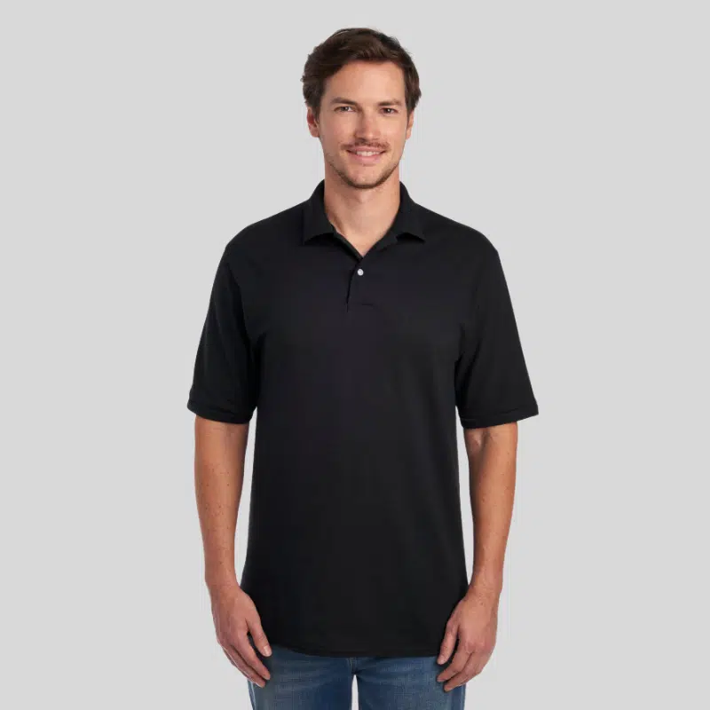 437R-DRI-POWER-SPORT-SHIRT-BLACK-FRONT Jerzees Dri-Power adult sport shirt in 18 moisture-wicking colors