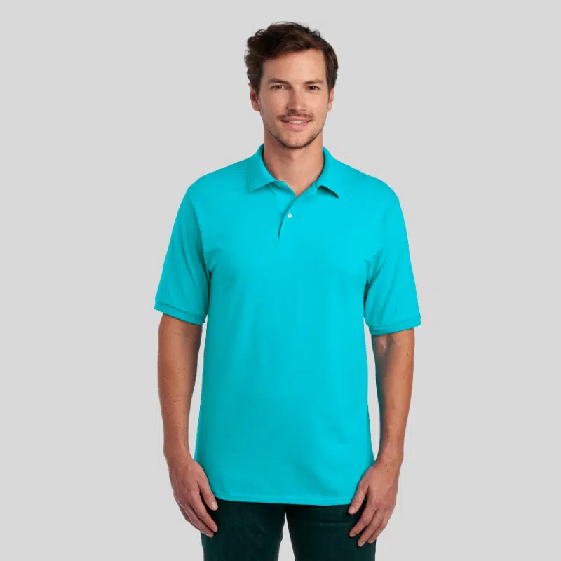 437R-DRI-POWER-SPORT-SHIRT-CALI-BLUE-FRONT Jerzees Dri-Power adult sport shirt in 18 moisture-wicking colors