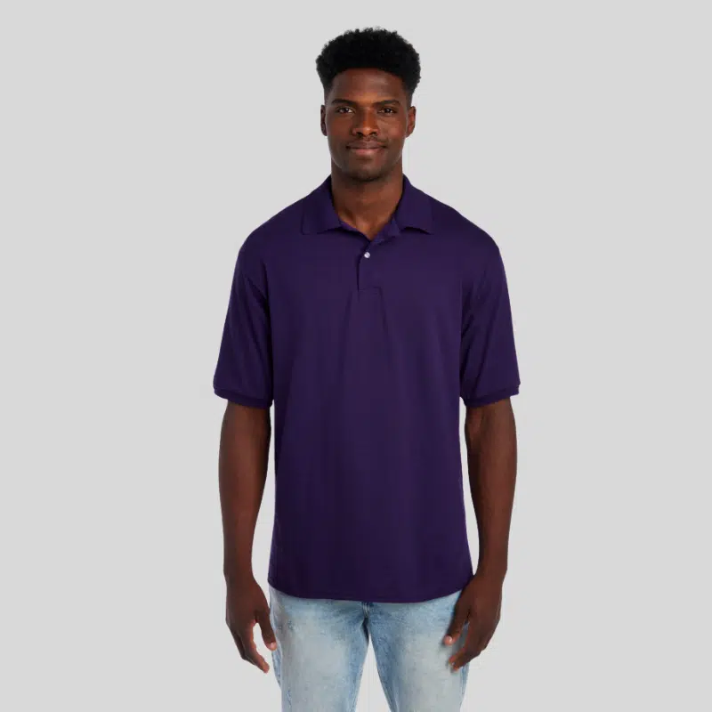 437R-DRI-POWER-SPORT-SHIRT-DEEP-PURPLE-FRONT Jerzees Dri-Power adult sport shirt in 18 moisture-wicking colors