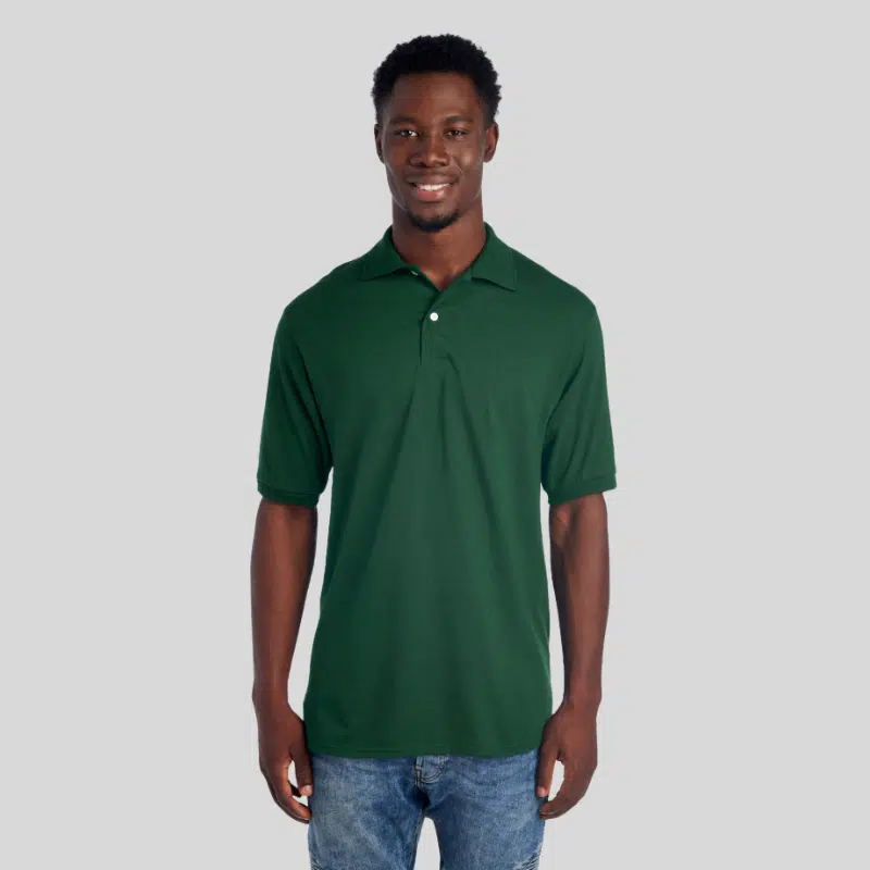 437R-DRI-POWER-SPORT-SHIRT-FOREST-GREEN-FRONT Jerzees Dri-Power adult sport shirt in 18 moisture-wicking colors