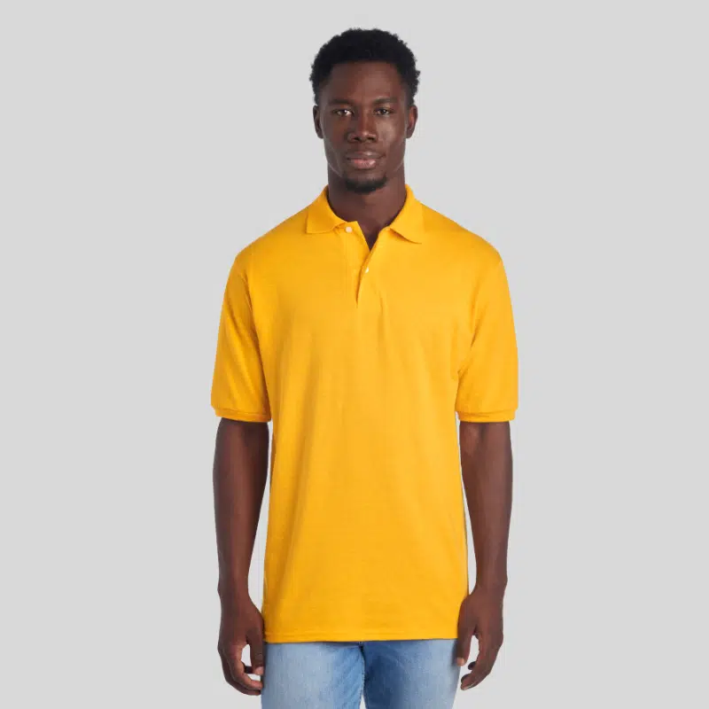 437R-DRI-POWER-SPORT-SHIRT-GOLD-FRONT Jerzees Dri-Power adult sport shirt in 18 moisture-wicking colors