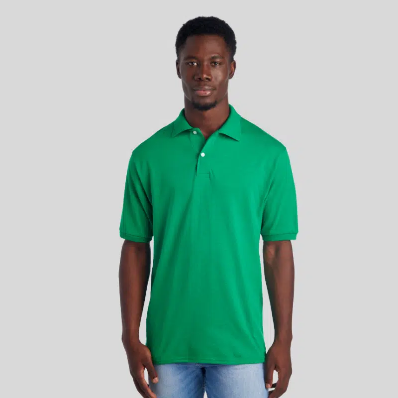 437R-DRI-POWER-SPORT-SHIRT-KELLY-FRONT Jerzees Dri-Power adult sport shirt in 18 moisture-wicking colors