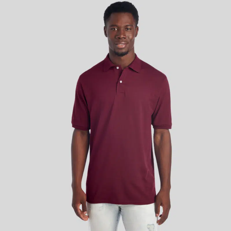 437R-DRI-POWER-SPORT-SHIRT-MAROON-FRONT Jerzees Dri-Power adult sport shirt in 18 moisture-wicking colors