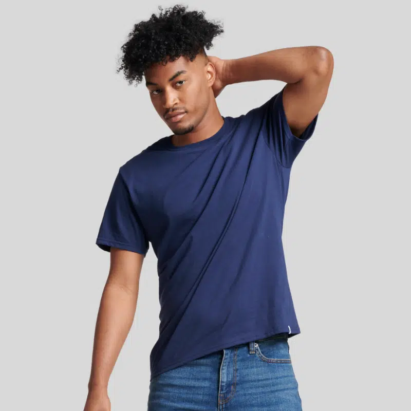 64STTM0-DRI-POWER-CVC-Performance-Unisex-T-Shirt-NAVY-FRONT Russell 64STTM0 – Dri-Power® Unisex CVC Performance T-Shirt