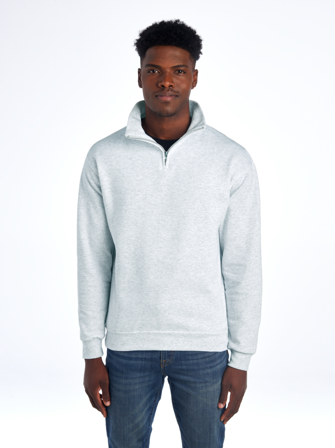 995MB NUBLEND UNI QUARTER-ZIP CADET C SWEAT-ASH-FRONT Quarter Zip Sweatshirt Fleece 995MR – Cadet Collar | Volgania