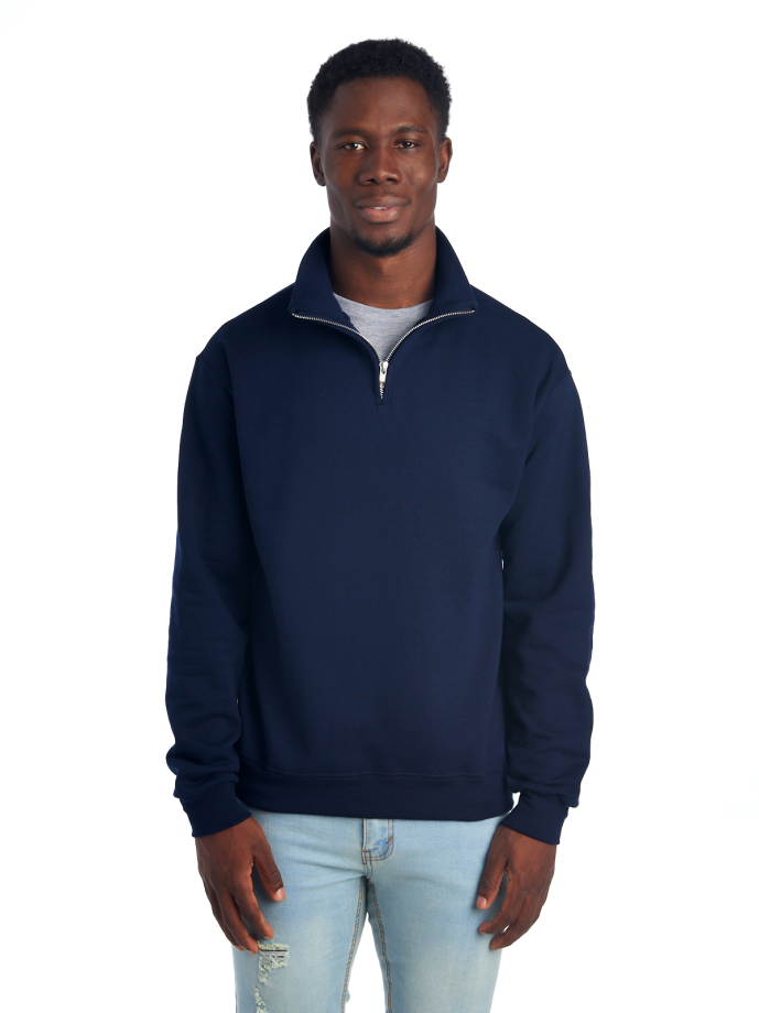 995MB NUBLEND UNI QUARTER-ZIP CADET C SWEAT-J NAVY-FRONT Quarter Zip Sweatshirt Fleece 995MR – Cadet Collar | Volgania
