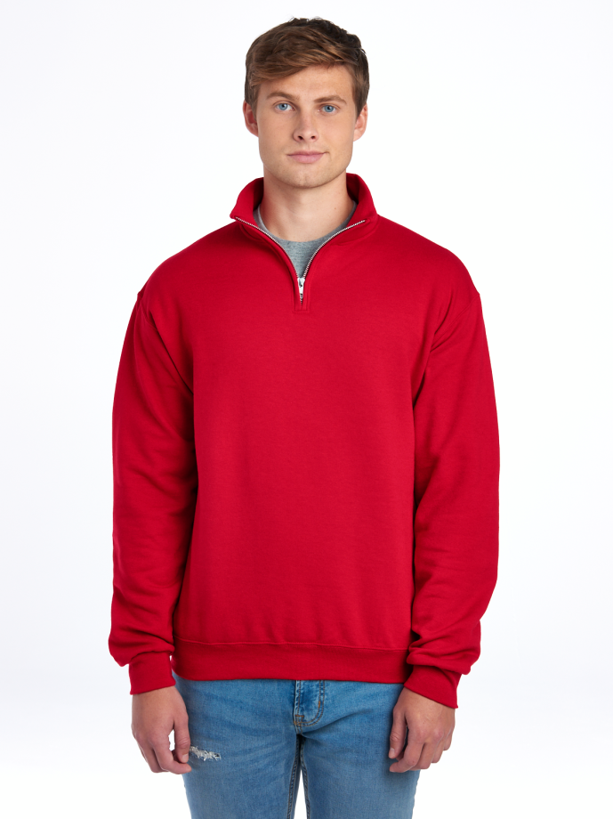 995MB NUBLEND UNI QUARTER-ZIP CADET C SWEAT-TRUE RED-FRONT Quarter Zip Sweatshirt Fleece 995MR – Cadet Collar | Volgania