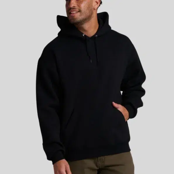 Heavyweight unisex hoodie (12 oz) with pill-resistant fleece, tear-away label and 2-ply hood. Built for printing, layering and workwear comfort.