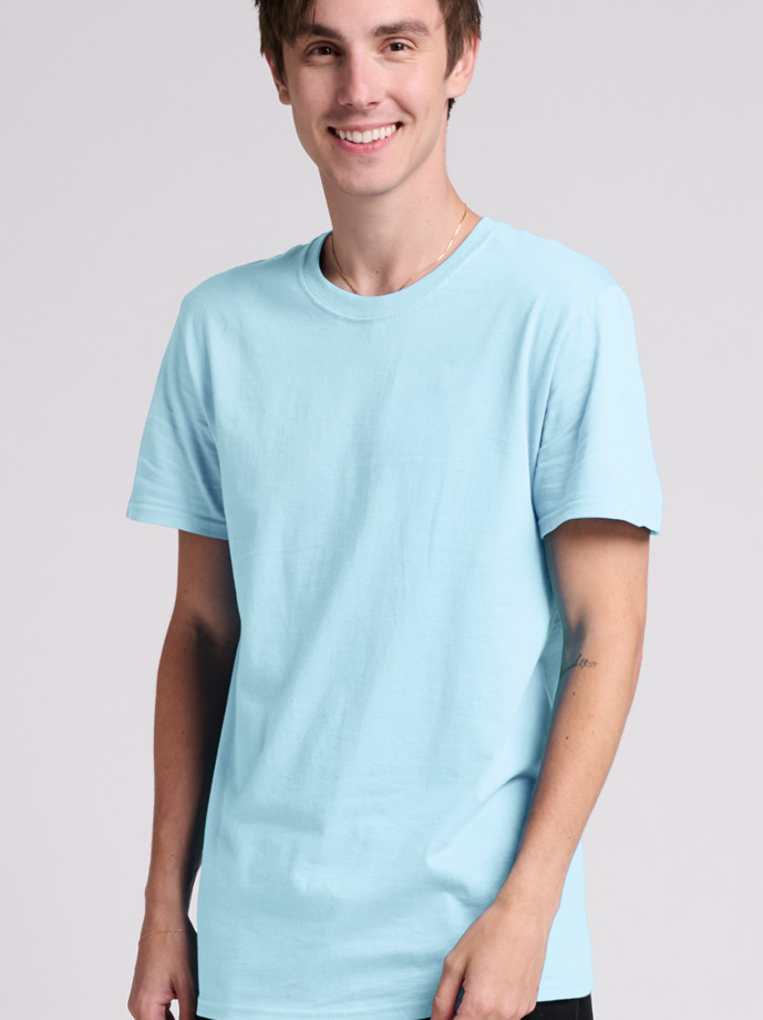 IC46R JERZEES ULTIMATE RS UNISEX T-SHIRT-BREEZY BLUE-FRONT Ring Spun Cotton T-Shirt IC46R – Wholesale Soft Unisex Tee