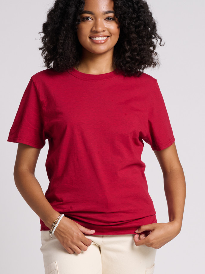 IC46R JERZEES ULTIMATE RS UNISEX T-SHIRT-PEPPER RED HEATHER-FRONT Ring Spun Cotton T-Shirt IC46R – Wholesale Soft Unisex Tee