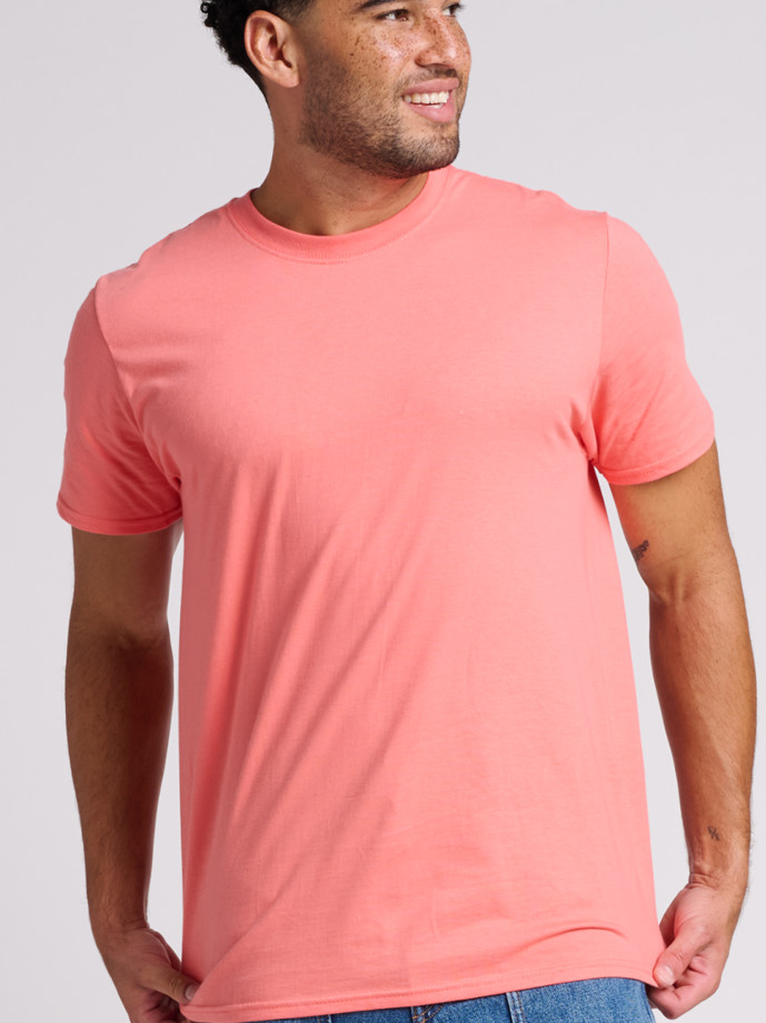 IC46R JERZEES ULTIMATE RS UNISEX T-SHIRT-SUNSET CORAL-FRONT Ring Spun Cotton T-Shirt IC46R – Wholesale Soft Unisex Tee