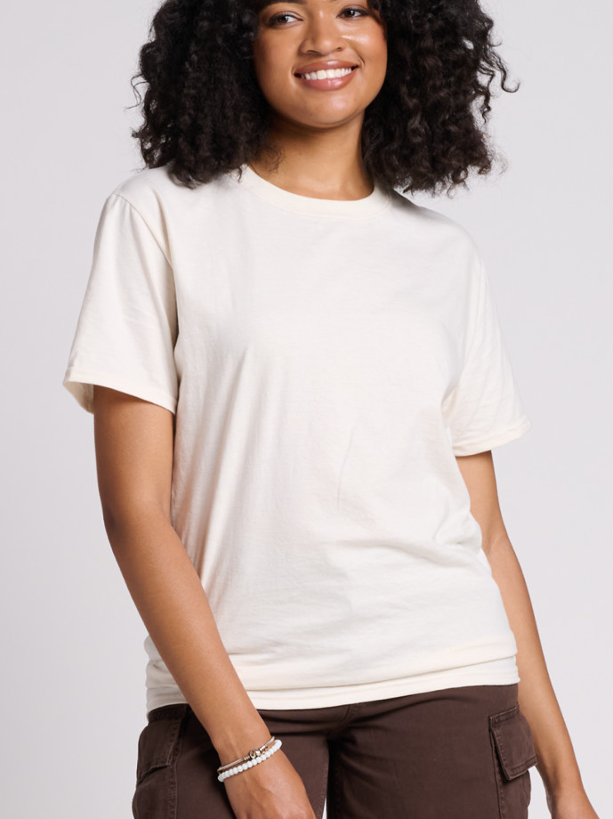 IC46R JERZEES ULTIMATE RS UNISEX T-SHIRT-SWEET CREAM-FRONT Ring Spun Cotton T-Shirt IC46R – Wholesale Soft Unisex Tee