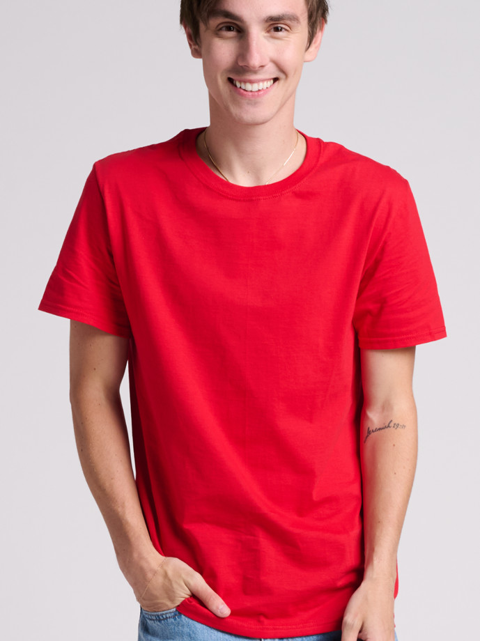 IC46R JERZEES ULTIMATE RS UNISEX T-SHIRT-TRUE RED-FRONT Ring Spun Cotton T-Shirt IC46R – Wholesale Soft Unisex Tee
